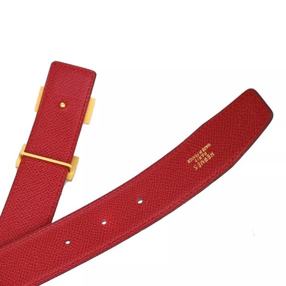 HERMES H Logo Constance Reversible Buckle Belt #70 Leather Black Red 72RH304 - Picture 12 of 12